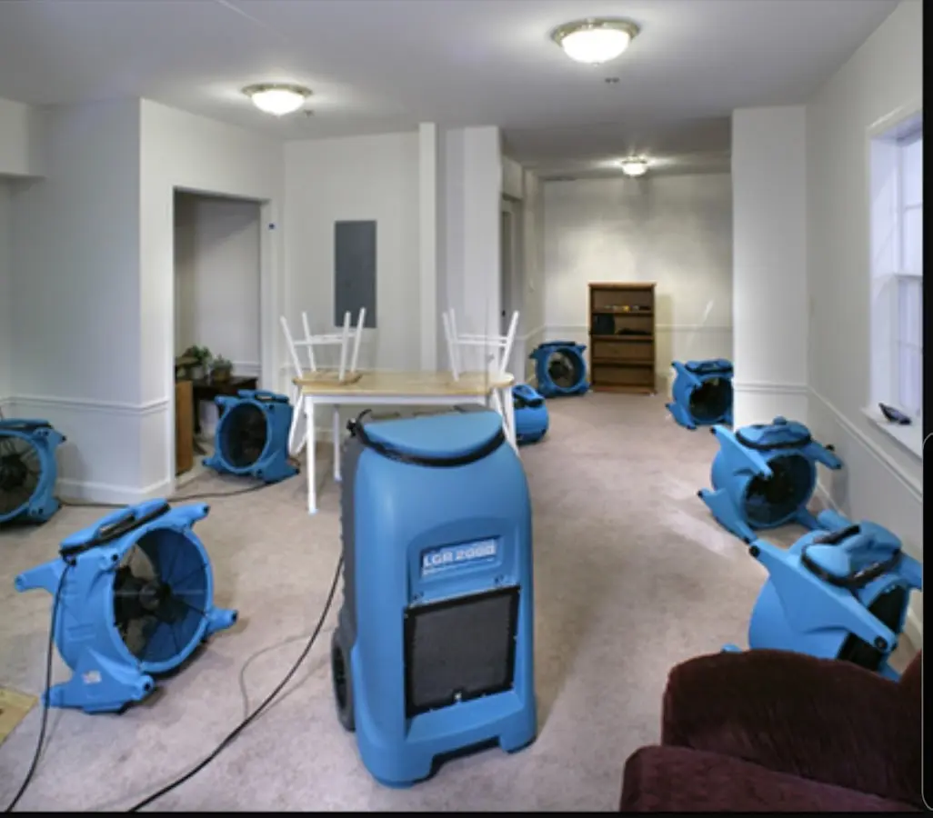 Air movers and dehumidifier setup for Water Damage Restoration in Selinsgrove